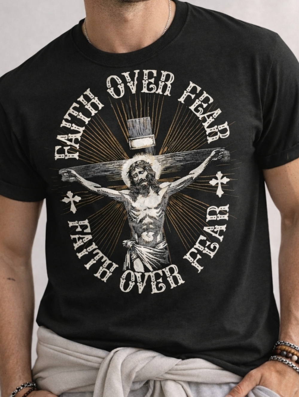 Gildan Black 'Faith Over Fear' Graphic Tee